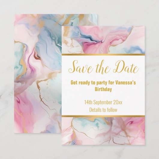 ELEGANTE MARMER SWIRL RSVP KAART (Voorkant / Achterkant)