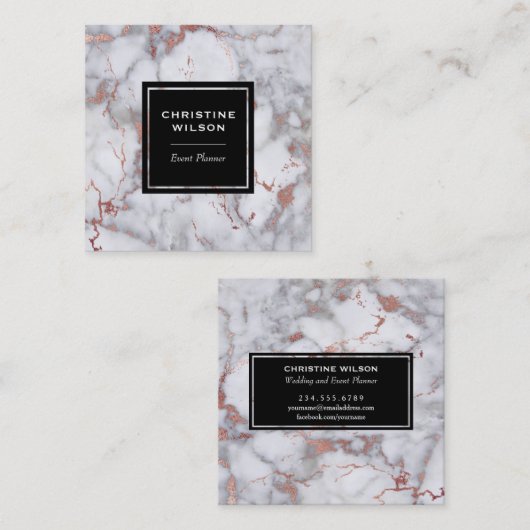 elegante marmer vierkante visitekaartje (Voorkant / Achterkant)