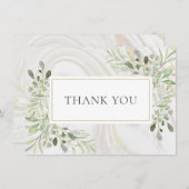 Elegante Marmer Wervelende Groene Bladeren Bedankt (Voorkant / Achterkant)