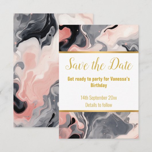ELEGANTE MARMER WERVELING RSVP KAART (Voorkant / Achterkant)