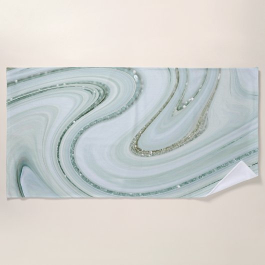 Elegante Marmer Werveling Zilver Glitters Glamour Strandlaken (Voorkant)
