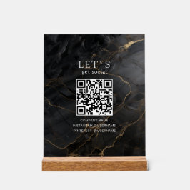 Elegante Marmer-Zwart-Goud Salon Social Media  Acryl Bord