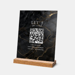Elegante Marmer-Zwart-Goud Salon Social Media Acryl Bord