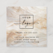 Elegante marmeren aangepaste logo vierkante afspra afsprakenkaartje (Achterkant)