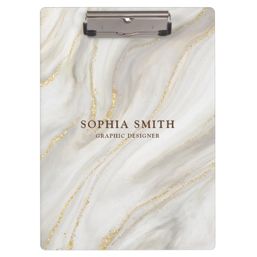 Elegante Marmeren Achtergrond Gouden Glitter Eenvo Klembord (Voorkant)