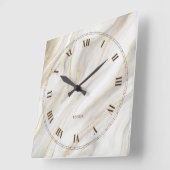 Elegante Marmeren Achtergrond Gouden Glitter Eenvo Vierkante Klok (Hoek)