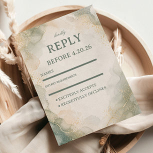 Elegante Marmeren Aquarel RSVP Kaartje