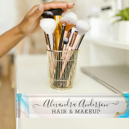 Elegante marmeren blauwe en witte agaat gouden gli naambordje