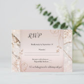 Elegante marmeren bloem roze gouden trouw RSVP kaa Kaart (Staand voorkant)