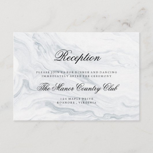 Elegante Marmeren Bruiloft Receptie Behuizing Kaar Informatiekaartje (Voorkant)