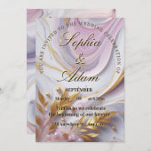 Elegante marmeren en gouden trouwuitnodiging save the date (Voorkant / Achterkant)