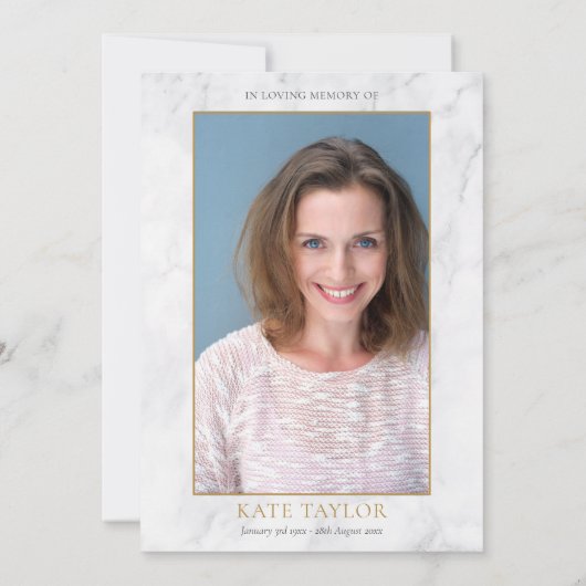 Elegante Marmeren Foto Viering van het Leven Begra Kaart (Achterkant)
