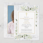 Elegante Marmeren Foto Viering van het Leven Begra Kaart (Voorkant / Achterkant)