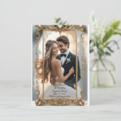 Elegante Marmeren & Gouden bruiloft uitnodiging (Staand voorkant)