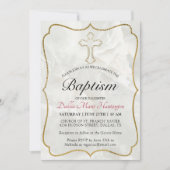 Elegante marmeren gouden doopkaart voor babymeisje kaart (Voorkant)