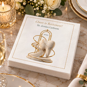 Elegante Marmeren Gouden Tandarts Pensioen Feest Servet