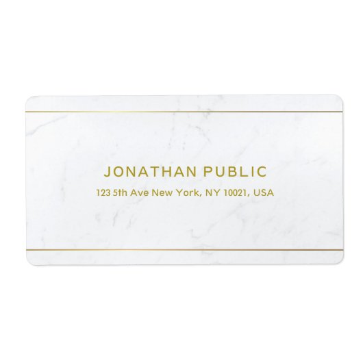 Elegante marmeren gouden tekst eenvoudige ontwerp  etiket (Voorkant)