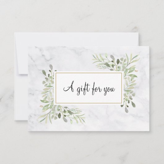 Elegante marmeren groene bloemencadeaubon (Voorkant)