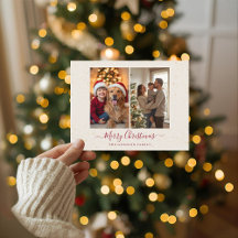 Elegante Marmeren Kerstkaart met 2 Foto's