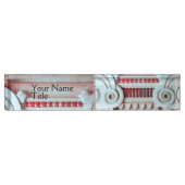 ELEGANTE MARMEREN KOLOM, ROOD BLAUW INTERIEUR ONTW NAAMBORDJE (Voorkant)