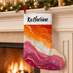 Elegante marmeren lesbische trots kleuren naam kleine kerstsok