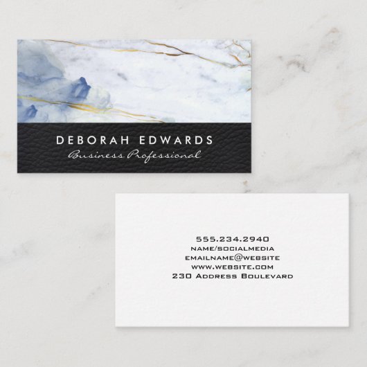 Elegante marmeren Lux-leer Visitekaartje (Voorkant / Achterkant)