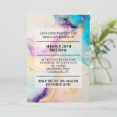 Elegante marmeren print verjaardagsfeestje kaart (Staand voorkant)