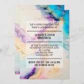 Elegante marmeren print verjaardagsfeestje kaart (Voorkant / Achterkant)