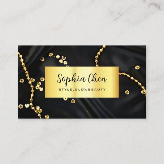 Elegante Marmeren Salon Kaart met Gouden Glitter Visitekaartje (Voorkant)