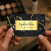 Elegante Marmeren Salon Kaart met Gouden Glitter Visitekaartje