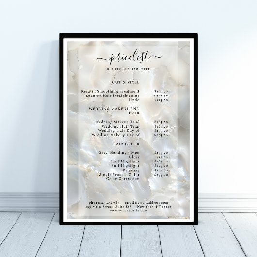 Elegante, Marmeren, Salon, Prijslijst Poster