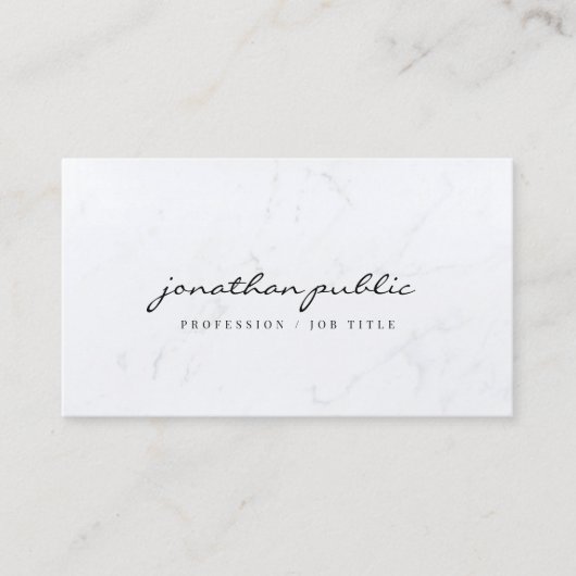Elegante marmeren sjabloonscript Luxeprofiel Visitekaartje (Voorkant)