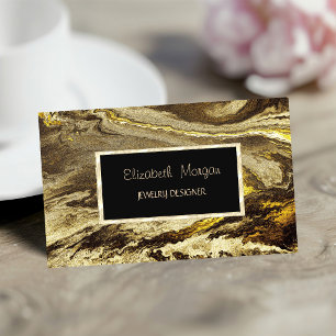 Elegante marmeren stenen gouden frame sieradenontw visitekaartje