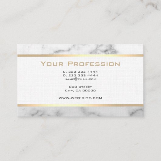 Elegante marmeren stijl gouden Lijst Modern Visitekaartje (Achterkant)