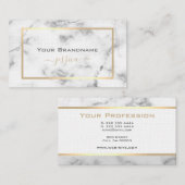 Elegante marmeren stijl  gouden Lijst Modern Visitekaartje (Voorkant / Achterkant)