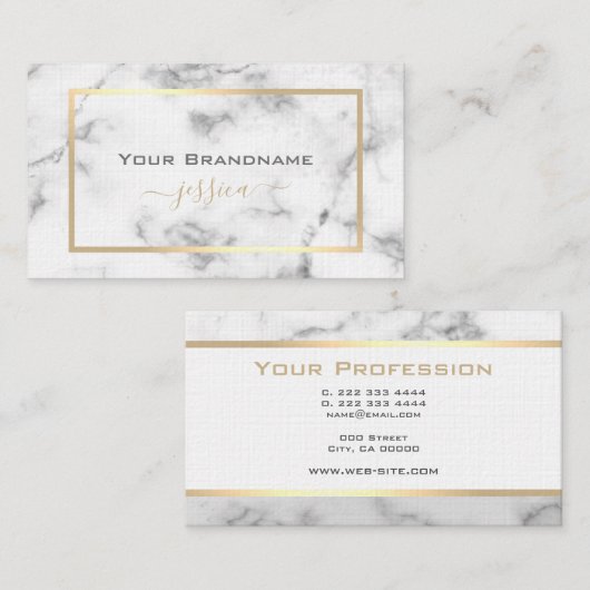 Elegante marmeren stijl gouden Lijst Modern Visitekaartje (Voorkant / Achterkant)