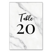 Elegante marmeren tafelnummer in zwarte script (Achterkant)