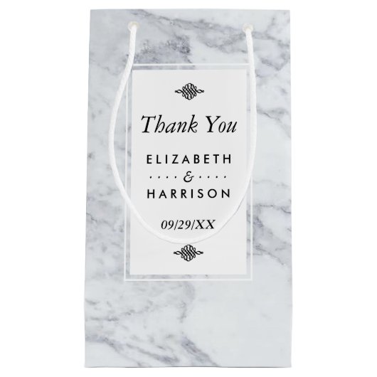 Elegante  Marmeren Trouwgunst Klein Cadeauzakje (Voorkant)