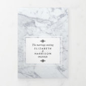 Elegante  Marmeren Trouwsuite Drieluik Uitnodiging (Cover)