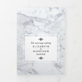 Elegante  Marmeren Trouwsuite Drieluik Uitnodiging