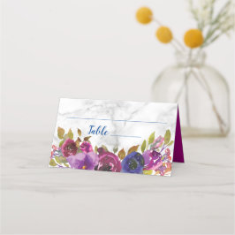 Elegante Marmeren Waterverf Bloem Gouden Bruiloft Plaatskaartje