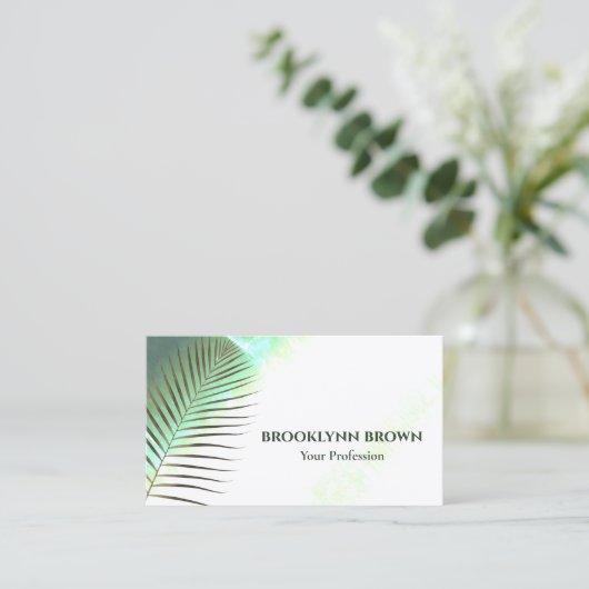 Elegante Marmeren Waterverf Floral Modern Groen Visitekaartje (Staand voorkant)