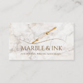 Elegante Marmeren Waterverf Gouden Pen Schrijfserv Visitekaartje (Voorkant)