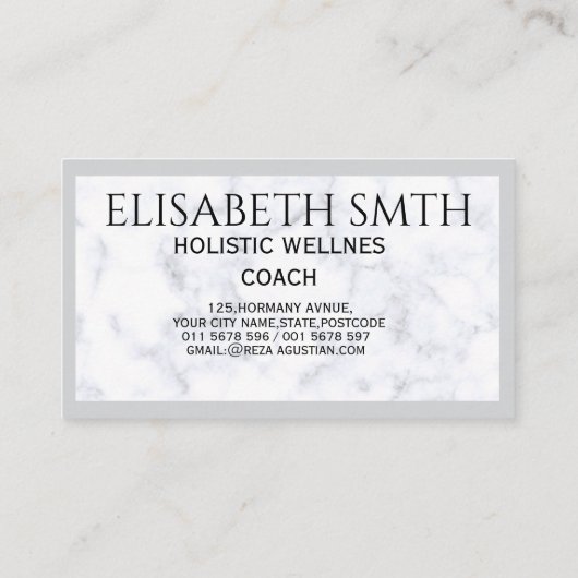 Elegante Marmeren Wellness & Coaching Professional Visitekaartje (Achterkant)