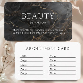 Elegante Marmeren Zwart-Gouden Salon Afsprakenkaartje