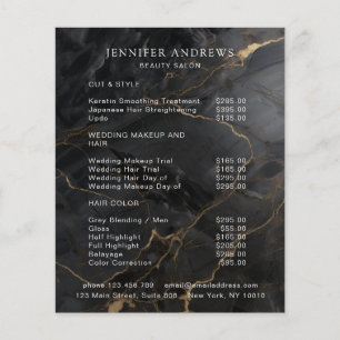Elegante Marmeren Zwart-Gouden Salon Prijslijst Flyer
