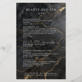 Elegante Marmeren Zwart-Gouden Salon QR Code Prijs Flyer