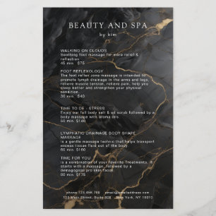 Elegante Marmeren Zwart-Gouden Salon QR Code Prijs Flyer