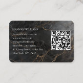 Elegante Marmeren Zwart-Gouden Salon QR-code Visitekaartje (Achterkant)