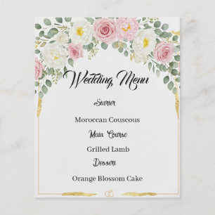 Elegante Marokkaanse Gouden Bloemen Bruiloftsmenu Flyer